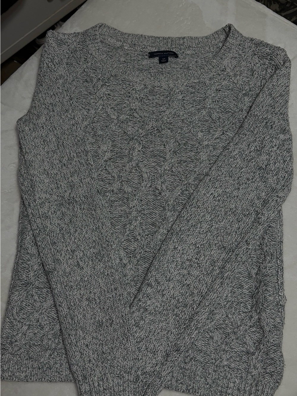 Tommy Hilfiger Gray Heather Cable Crewneck Sweater